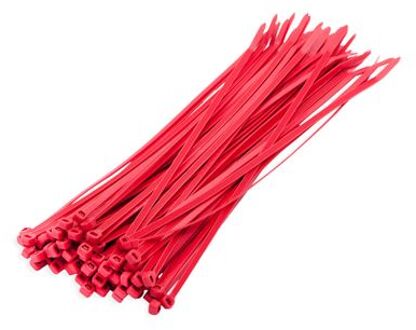 100x stuks kabelbinder / tie rips nylon rood 20 x 0,36 cm - bundelbanden - tiewraps / tie ribs / kabelbinders
