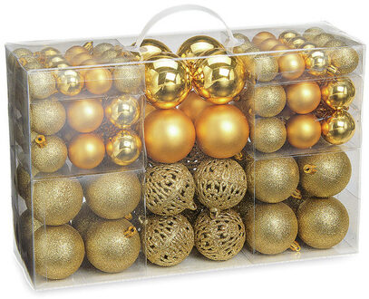 100x stuks kunststof kerstballen goud 3, 4 en 6 cm - Kerstbal Goudkleurig