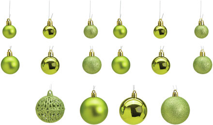 100x stuks kunststof kerstballen lime groen 3, 4 en 6 cm - Kerstbal