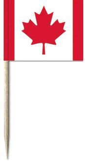 100x Vlaggetjes prikkers Canada 8 cm hout/papier - Cocktailprikkers