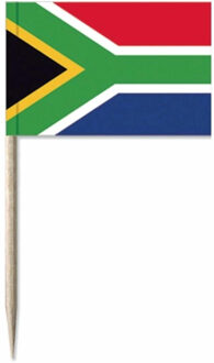 100x Vlaggetjes prikkers Zuid-afrika 8 cm hout/papier - Cocktailprikkers
