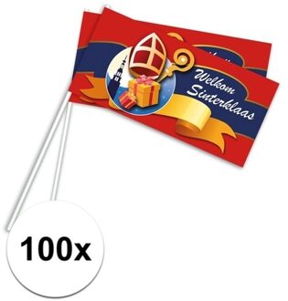 100x Welkom Sinterklaas zwaaivlaggetjes - Sinterklaas vlaggetjes