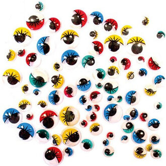 100x Wiebel oogjes/googly eyes gekleurd 6-8-10-12-15 mm - Plastic beweegbare oogjes - Hobby/knutselmateriaal