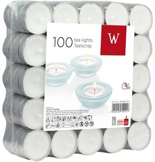 100x Witte waxinelichten/theelichten 4 branduren in zak