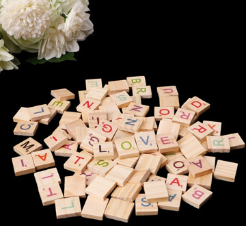 100X Wooden Scrabble Tiles Colorful Letters Numbers For Crafts Wood Alphabet Toy