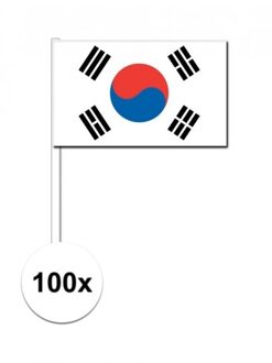 100x Zuid Koreaanse zwaaivlaggetjes 12 x 24 cm