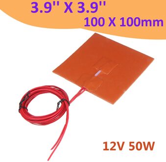 100x100mm 12 V 50 W Silicone Heater Bed Pad w Thermistor voor 3d-printer Warmte Bed Elektrische Pads Silicagel Oranje