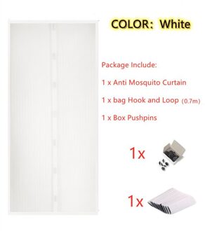 100X210Cm Premium Magnetische Screen Premium Zomer Anti Mosquito Insect Fly Bug Gordijnen Automatische Sluiting Deur Schermen Mesh netto wit type 1