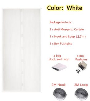 100X210Cm Premium Magnetische Screen Premium Zomer Anti Mosquito Insect Fly Bug Gordijnen Automatische Sluiting Deur Schermen Mesh netto wit type 2
