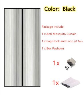 100X210Cm Premium Magnetische Screen Premium Zomer Anti Mosquito Insect Fly Bug Gordijnen Automatische Sluiting Deur Schermen Mesh netto zwart type 1