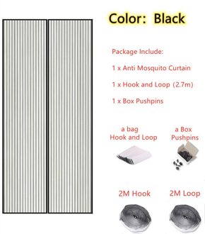 100X210Cm Premium Magnetische Screen Premium Zomer Anti Mosquito Insect Fly Bug Gordijnen Automatische Sluiting Deur Schermen Mesh netto zwart type 2