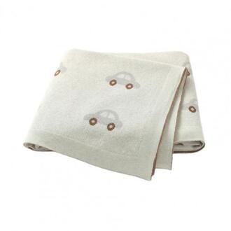 100X80Cm Baby Deken Gebreide Quilt Auto Patroon Baby Winddicht Wandelwagen Cover Beige
