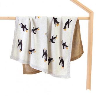 100X80Cm Gebreide Cartoon Pinguïn Baby Deken Baby Kinderwagen Cover Inbakeren Wrap Deken Inbakeren Прогулочная Коляска Beige