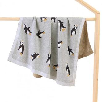 100X80Cm Gebreide Cartoon Pinguïn Baby Deken Baby Kinderwagen Cover Inbakeren Wrap Deken Inbakeren Прогулочная Коляска grijs