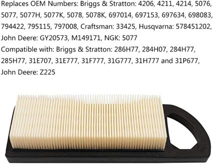102-875 Luchtfilter Vervangt Voor Briggs Strattons795115 John Deer GY20573 R9UF