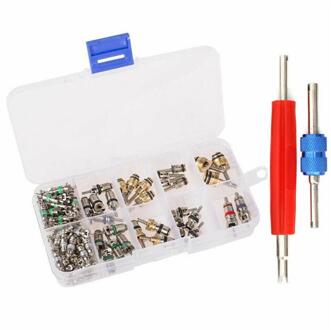 102Pcs Auto A/C Airconditioning R134a Ventiel Assortiment + Remover Tool Kit Set Handig Ventiel verwijdering Tubeless Core Kit Valv