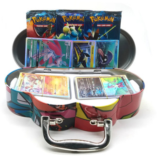 102pcs/set Pokemon Portable Tin Box TAKARA TOMY Battle Toys Hobbies Hobby Collectibles Game Collection Anime Cards For Children