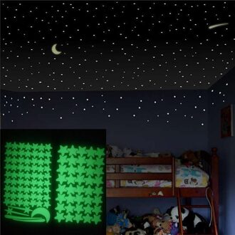 103Pcs Star Moon Lichtgevende Muurstickers Energie Opslag Fluorescerende Glow In The Dark Star Muurstickers Voor Kinderkamer