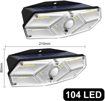 104 Led Outdoor Solar Lamp 3 Modi Pir Bewegingssensor Straat Tuin Lamp IP65 Waterdicht Groothoek Verlichting Binnenplaats Muur licht 104LED-2stk