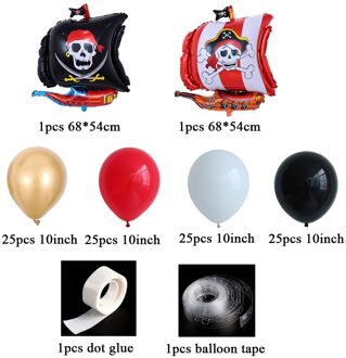 104 Pcs Piratenschip Boot Ballonnen Guirlande Set Schedel Stip Latex Helium Ballonnen Verjaardag Thema Party Decoraties Kids Globos
