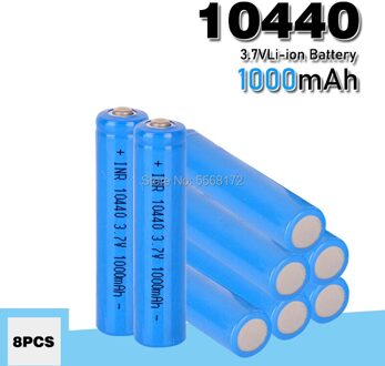 10440 Capaciteit Batterij 1000 Mah 3.7V Oplaadbare Lithium Ion Aaa Batterijen Knop Top Li-Ion Batterijen Zaklamp Scheerapparaat 8stk