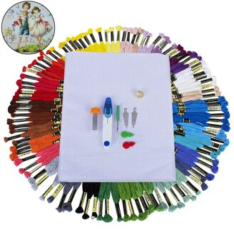 105 Strengen Katoen Borduurgaren Multi-color Regenboog Kleur Kruissteek Draad met Borduurwerk Naald Draadsnijgereedschap