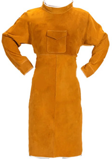 105cm Leather Welding Apron Flame Retardant Long Sleeve Welder Protective Clothing Durable Wear-Resistant Anti-Scalding Aprons