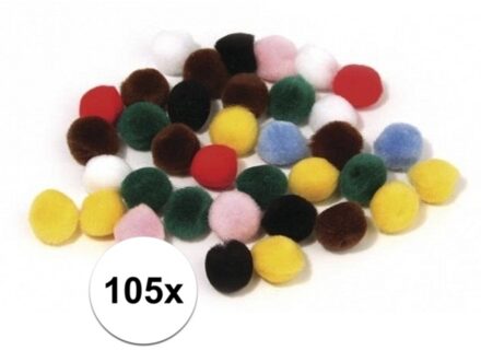 105x knutsel pompons 25 mm gekleurd