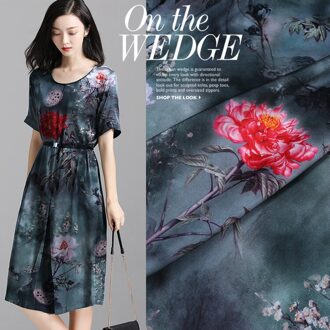 108 Cm Breed Gedrukt 19Momme 93% Zijde 7% Spandex Charmeuse Stof Voor Dress Doek Diy Naaien zomer Verkoop 0.5 meter