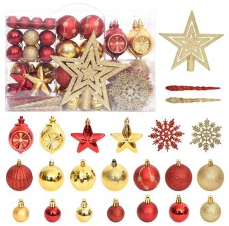 108-delige Kerstballenset goud en rood Multikleur