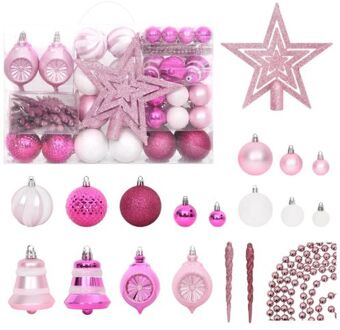 108-delige Kerstballenset wit en roze Multikleur