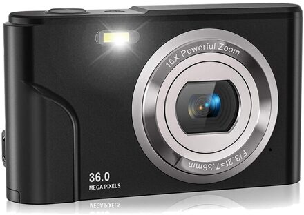 1080P 36.0 Mega Pixels Digitale Camera Met 16X Digitale Zoom, Lcd-scherm, draagbare Mini Camera 'S Voor Studenten Tieners zwart