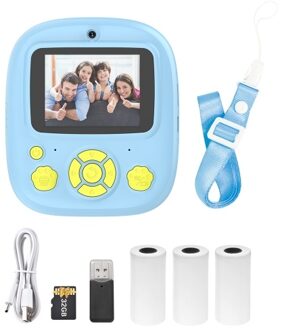 1080P/720P Video Recording Thermal Inkless Printing Kids Camera Instant Thermal Printer 2.4 Inch Screen Digital Camera Support Timer Shooting with 3 Rolls White Print Paper+32G Memory Card+Card Reader