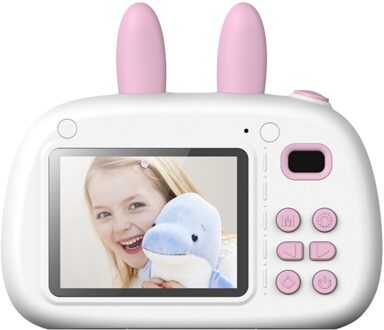 1080P Hd Kids Kinderen Cartoon Digitale Camera 2.4Inch Lcd-scherm Chargable Fotografie Props Mini Recorder Cam Roze / met 16GB TF Card