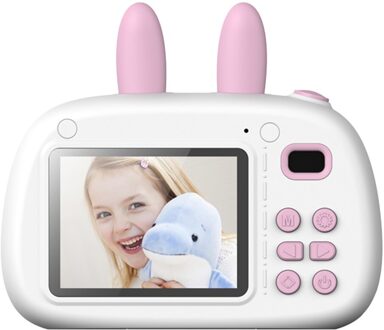 1080P Hd Kids Kinderen Cartoon Digitale Camera 2.4Inch Lcd-scherm Chargable Fotografie Props Mini Recorder Cam Roze / met 8GB TF Card