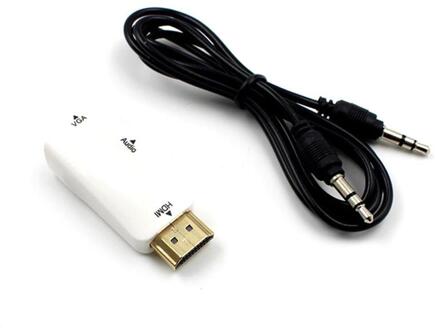 1080P Hdmi-Compatibel Naar Vga Converter Man-vrouw Cable Adapter Digitale Anolog Signaal Zender wit