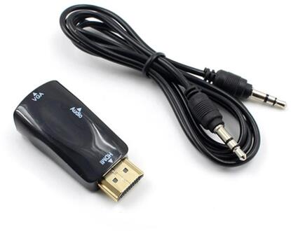 1080P Hdmi-Compatibel Naar Vga Converter Man-vrouw Cable Adapter Digitale Zender Analoge Signaal G5C5 zwart