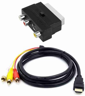 1080P Hdmi-Compatibel S-Video Naar 3 Rca Av Audio Kabel Met Scart Naar 3rca Phono Adapter voor Projector/Dvd/Tv Audio Connector