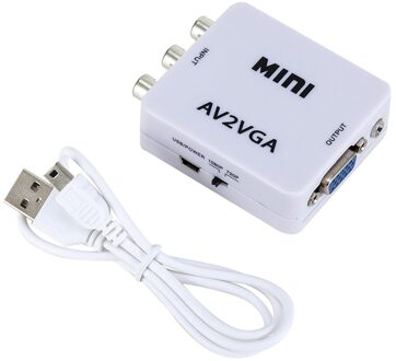1080P Mini Video Converter Rca Av Naar Vga Video Converter Conversor Met 3.5Mm Audio AV2VGA/Cvbs + audio Naar Pc Hdtv Converter