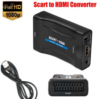 1080P Scart Naar Hdmi-Compatibel Video Audio Upscale Converter Adapter Voor Hd Tv Dvd Voor Sky Box Stb plug En Spelen Met Dc Kabel
