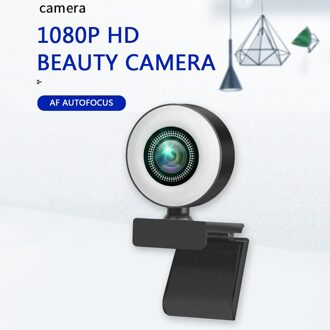 1080P USB Webcam PC Live Steam Video Broadcast Web Camera with Ring Light MIC Widescreen Video Work Home Accessory
