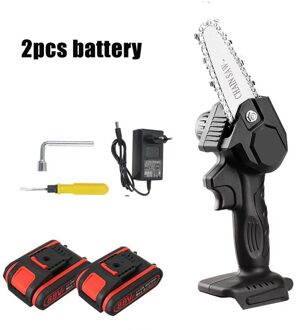 1080W 88V 4 Inch Mini Electric Saw For Garden Logging Cutter With Battery zwart 2 accu EU