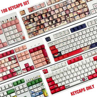 108key PBT Ahegao Keycaps Dye Sublimation Hot Swappable OEM Profile For Cherry Mx Gateron Kailh Switch Mechanical Keyboard