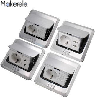 10A EU Standard Quick / Slow Pop Up Floor Socket USB Phone Internet Sockets 2 Way Electrical Switches Power Outlet