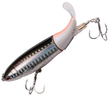 10Cm 13G Drijvende Popper Vissen Lokken Kunstmatige Harde Aas Wobbler Roterende Staart Visgerei 3D Ogen