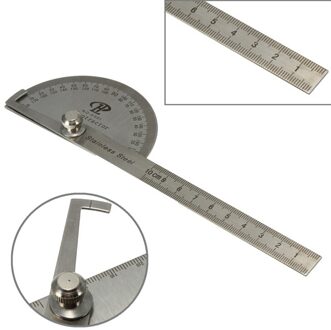 10Cm Roestvrij Gradenboog Ronde Hoofd Hoekzoeker Craftsman Regel Ruler Machinist Tool Professionele 0-180 Graden Gradenboog