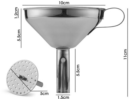 10Cm Rvs Trechter Afneembare Zeef Trechters Bar Wijn Fles Oliën Vloeibare Vloeistof Trechter Filter Voor Home Kitchen Tools