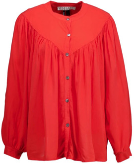 10Days Blouse Flowy Pleated Blouse Rood - XXS - Dames 10Days , Red , Dames - L,M,S,Xs