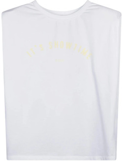 10Days Gewatteerd Mouwloos T-shirt met Schoudervullingen 10Days , White , Dames - M,2Xs