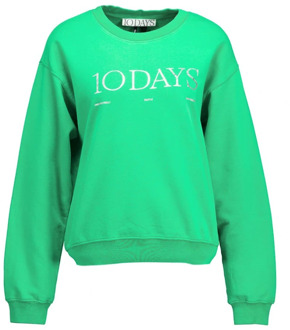 10Days Stijlvolle Logo Sweater in Groen 10Days , Green , Dames - S,Xs